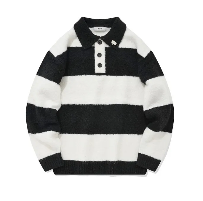 Fallett  |Stripes Unisex Wool Nylon Street Style Long Sleeves Logo