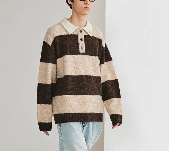 Fallett  |Stripes Unisex Wool Nylon Street Style Long Sleeves Logo