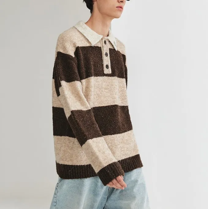 Fallett  |Stripes Unisex Wool Nylon Street Style Long Sleeves Logo