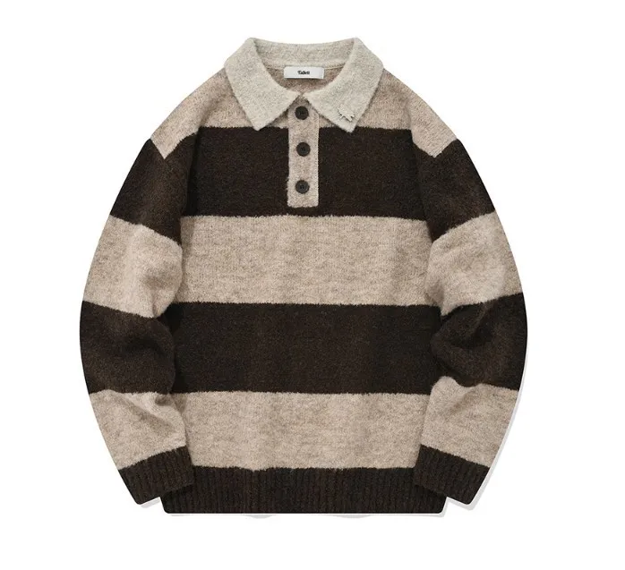 Fallett  |Stripes Unisex Wool Nylon Street Style Long Sleeves Logo