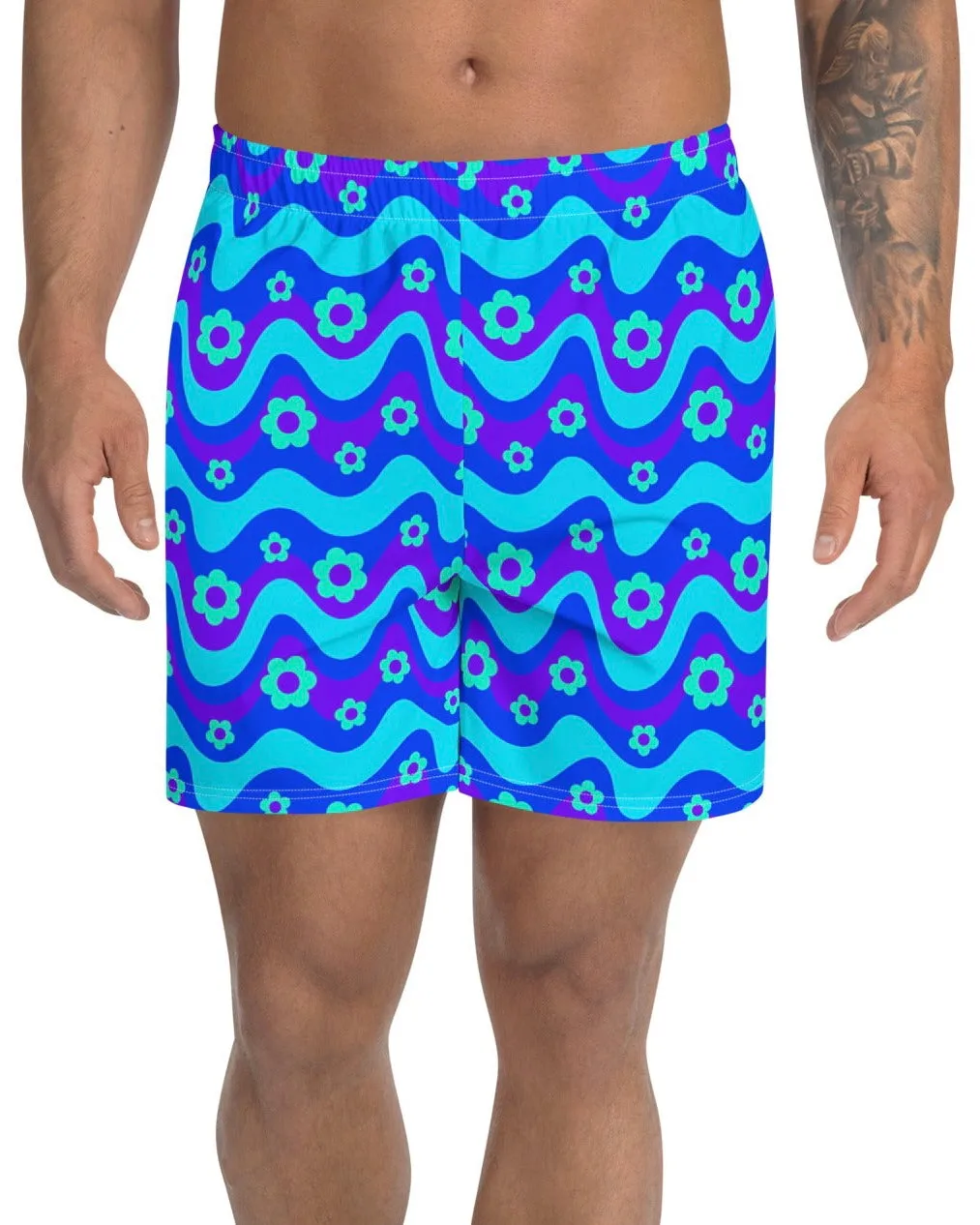 Flower Power Blue Athletic Shorts