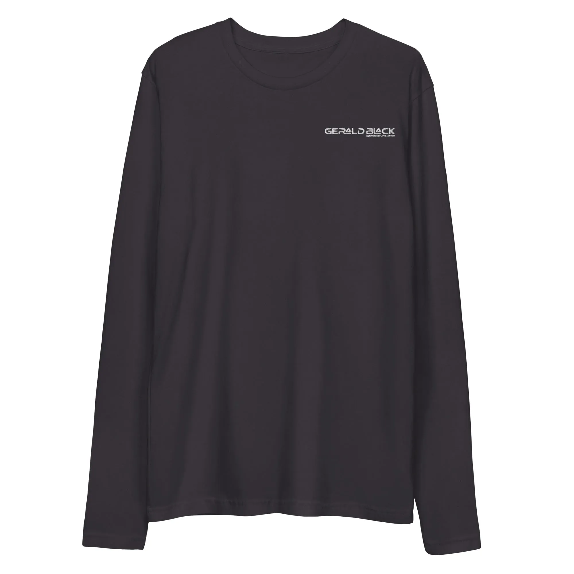 Gerald Black Cotton Black Long Sleeve Fitted Crew Statement T-Shirts