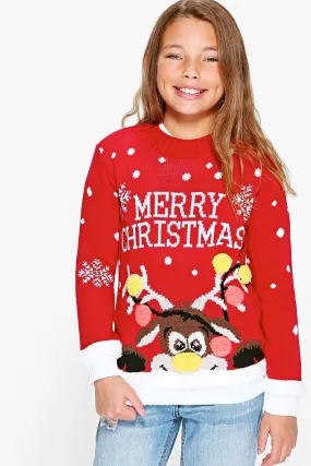 Girls Merry Christmas Sweater