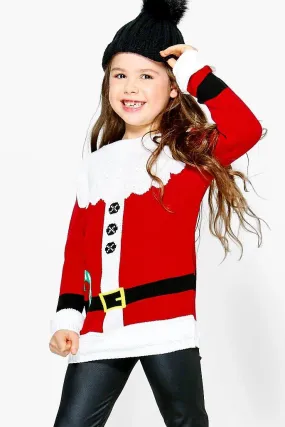 Girls Santa Outfit Christmas Sweater