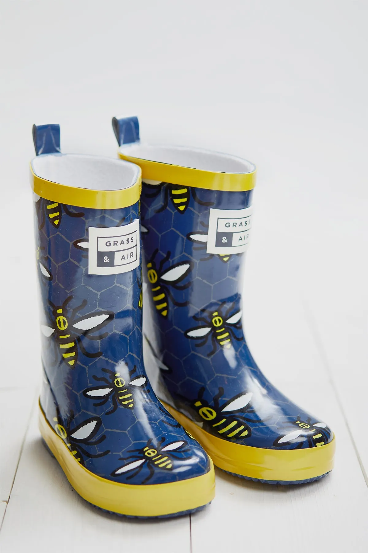 GRASS & AIR - Infant Worker Bee Wellies in Navy