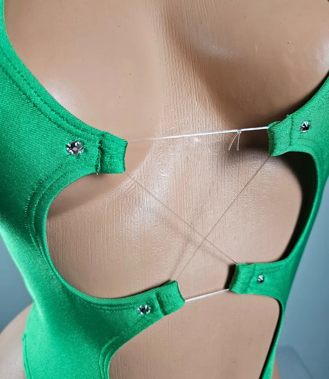 Green Lace Up Monokini