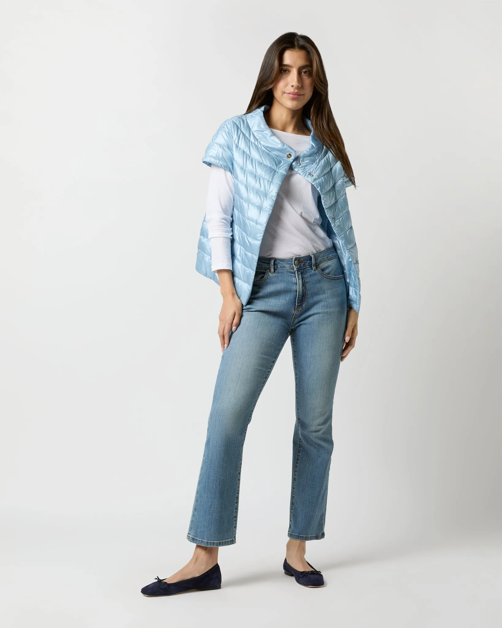 Greta Cap-Sleeve Jacket in Celeste Blue