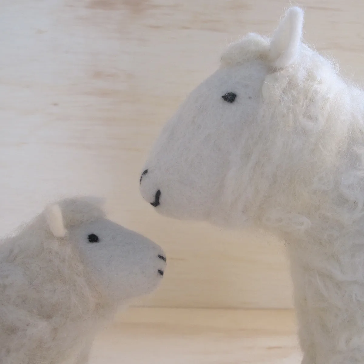 Hand Felted White Sheep Duo