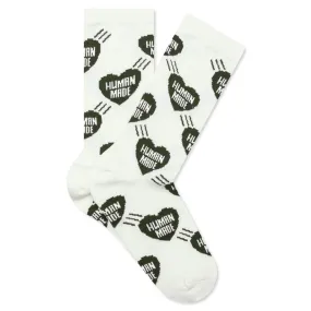 Heart Pattern Socks - Olive Drab