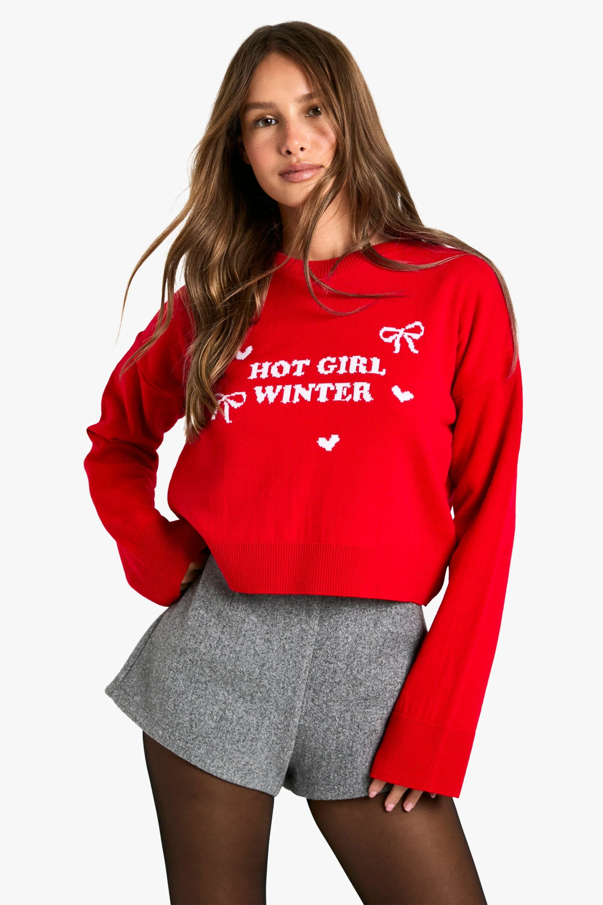 Hot Girl Winter Crop Christmas Sweater