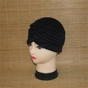 India Caps Retro Headb  Hijab Turban Dual Purpose Solid Pleated Women Kerchief Headwear Shower Hat SM6