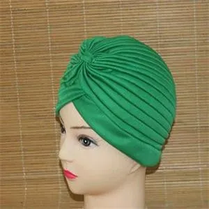 India Caps Retro Headb  Hijab Turban Dual Purpose Solid Pleated Women Kerchief Headwear Shower Hat SM6