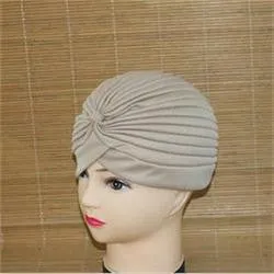 India Caps Retro Headb  Hijab Turban Dual Purpose Solid Pleated Women Kerchief Headwear Shower Hat SM6