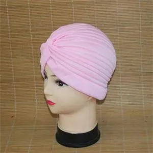 India Caps Retro Headb  Hijab Turban Dual Purpose Solid Pleated Women Kerchief Headwear Shower Hat SM6