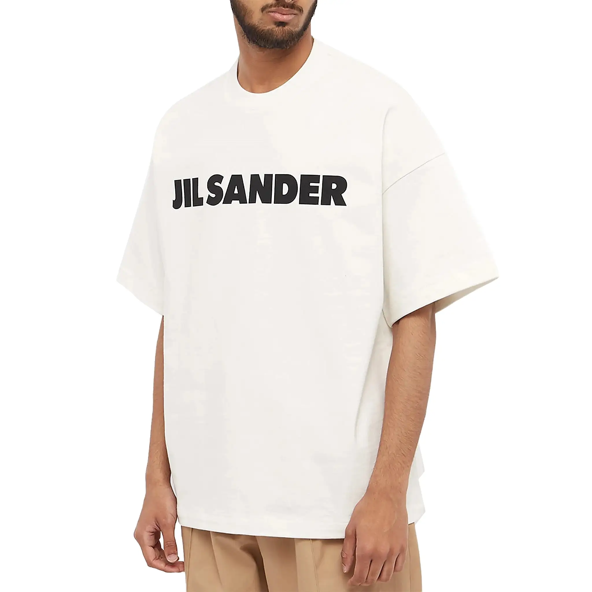 Jil Sander Logo Printed Cosmic Latte T Shirt