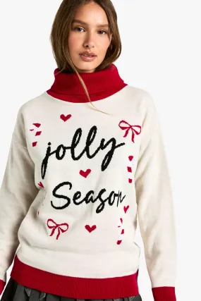 Jolly Season Turtleneck Christmas Sweater