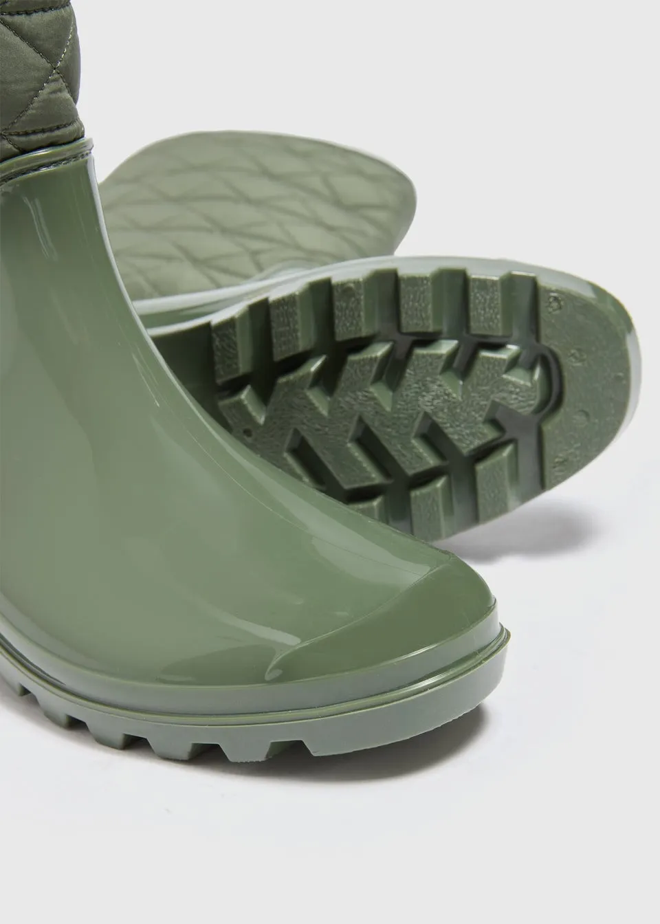 Khaki Quilted Wellies