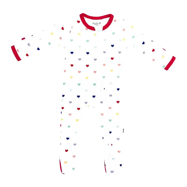 Kyte Baby Printed Zippered Footie in Cloud Rainbow Heart