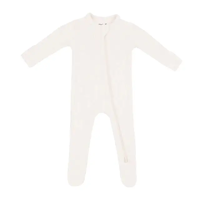 Kyte Baby Ribbed Zippered Footie in Oat