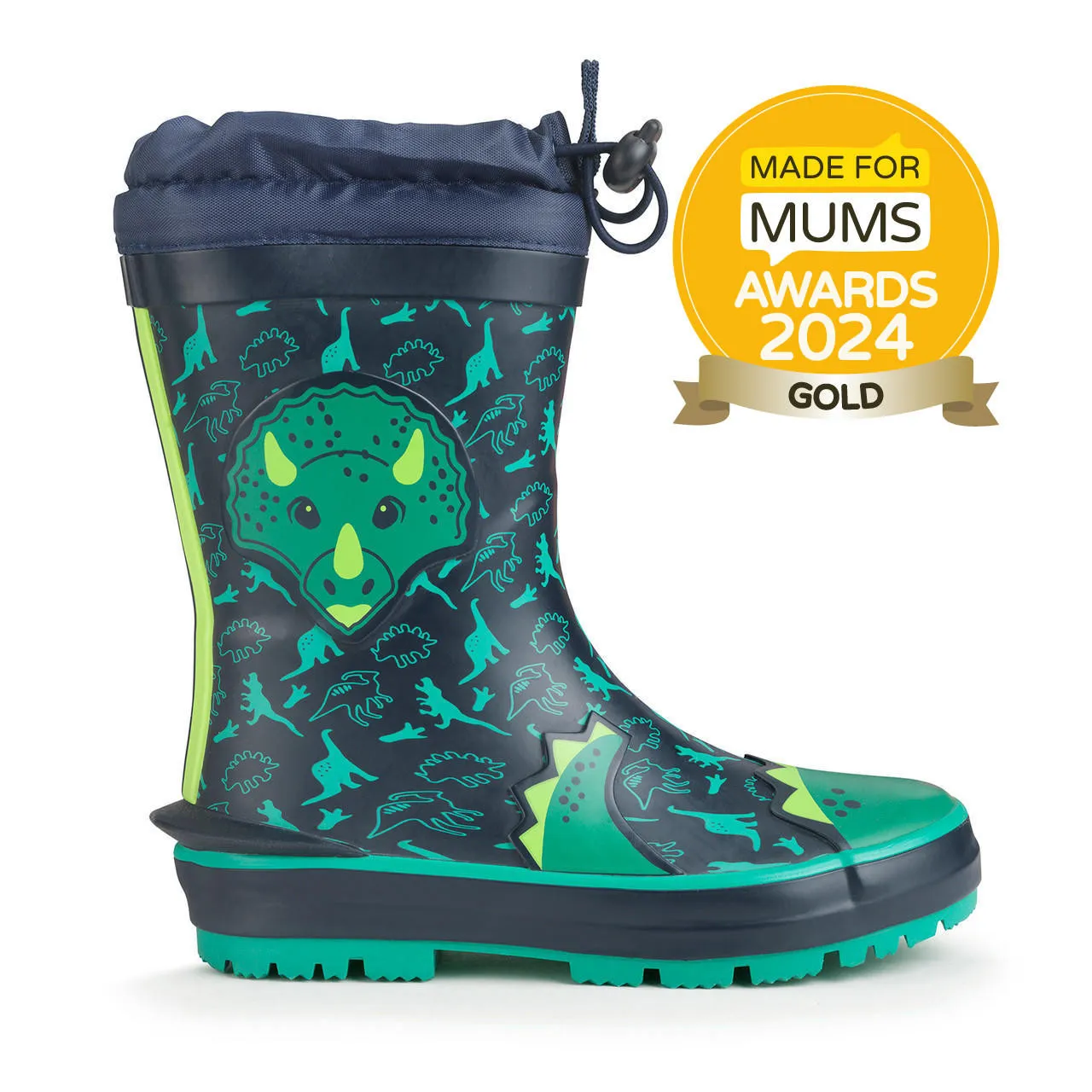 Little Puddle Navy dino water resistant wellies