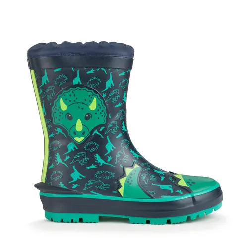 Little Puddle Navy dino water resistant wellies