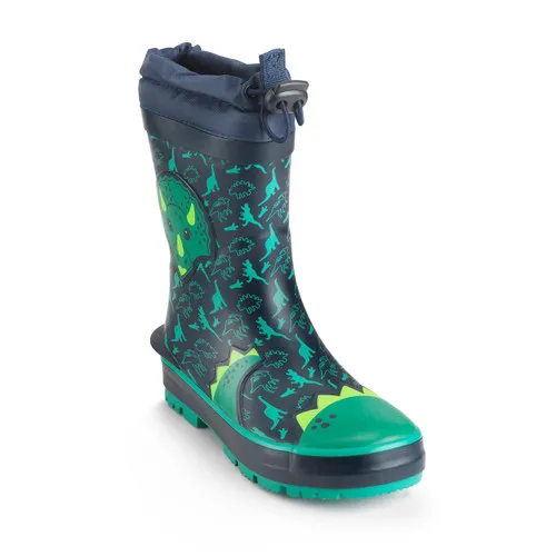 Little Puddle Navy dino water resistant wellies