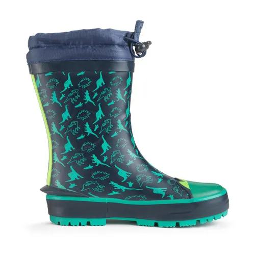 Little Puddle Navy dino water resistant wellies