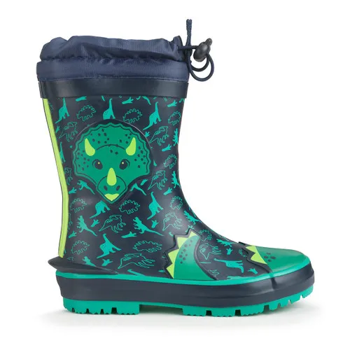 Little Puddle Navy dino water resistant wellies