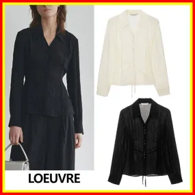 LOEUVRE  |Street Style Plain Cotton Shirts & Blouses