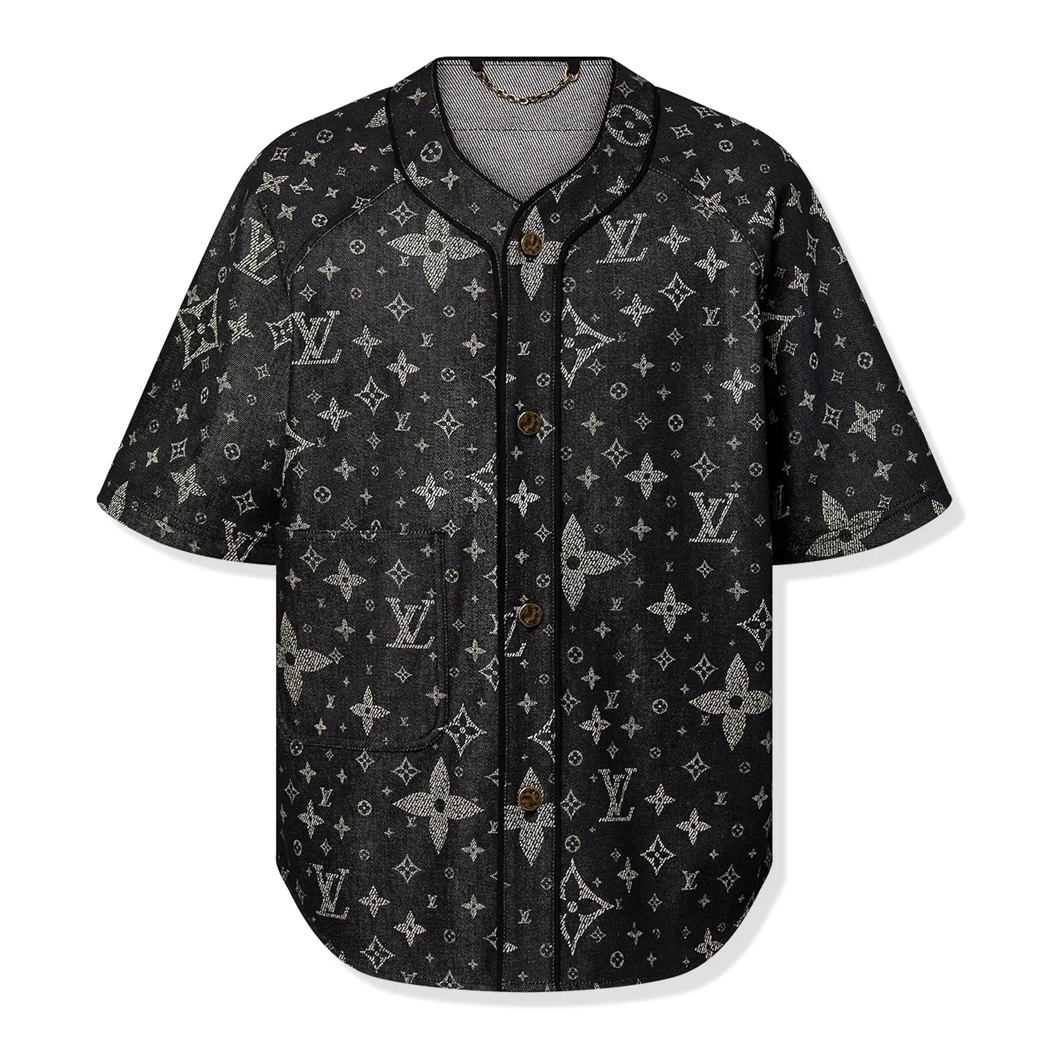 Louis Vuitton Monogram Denim Black Baseball Shirt