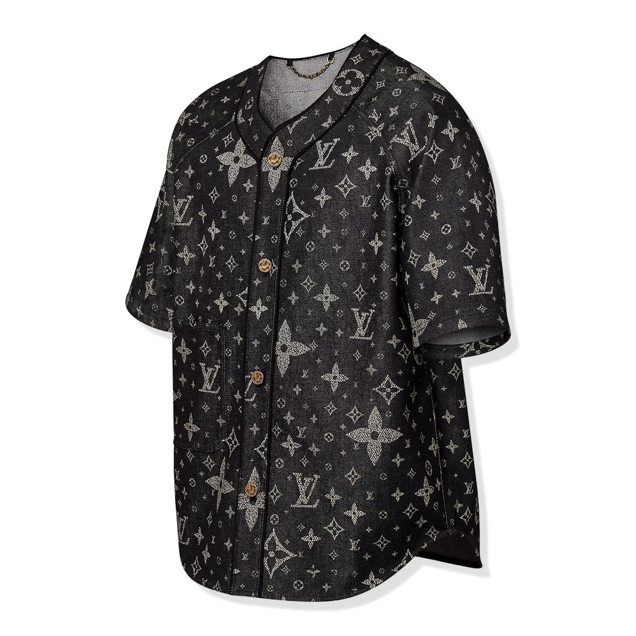 Louis Vuitton Monogram Denim Black Baseball Shirt