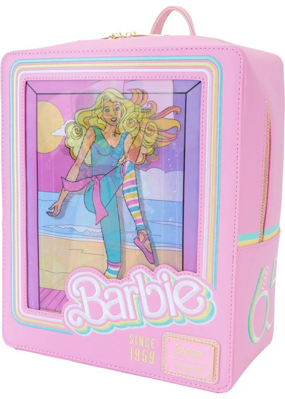 Loungefly Mattel Barbie Doll Box Triple Lenticular Backpack Pink