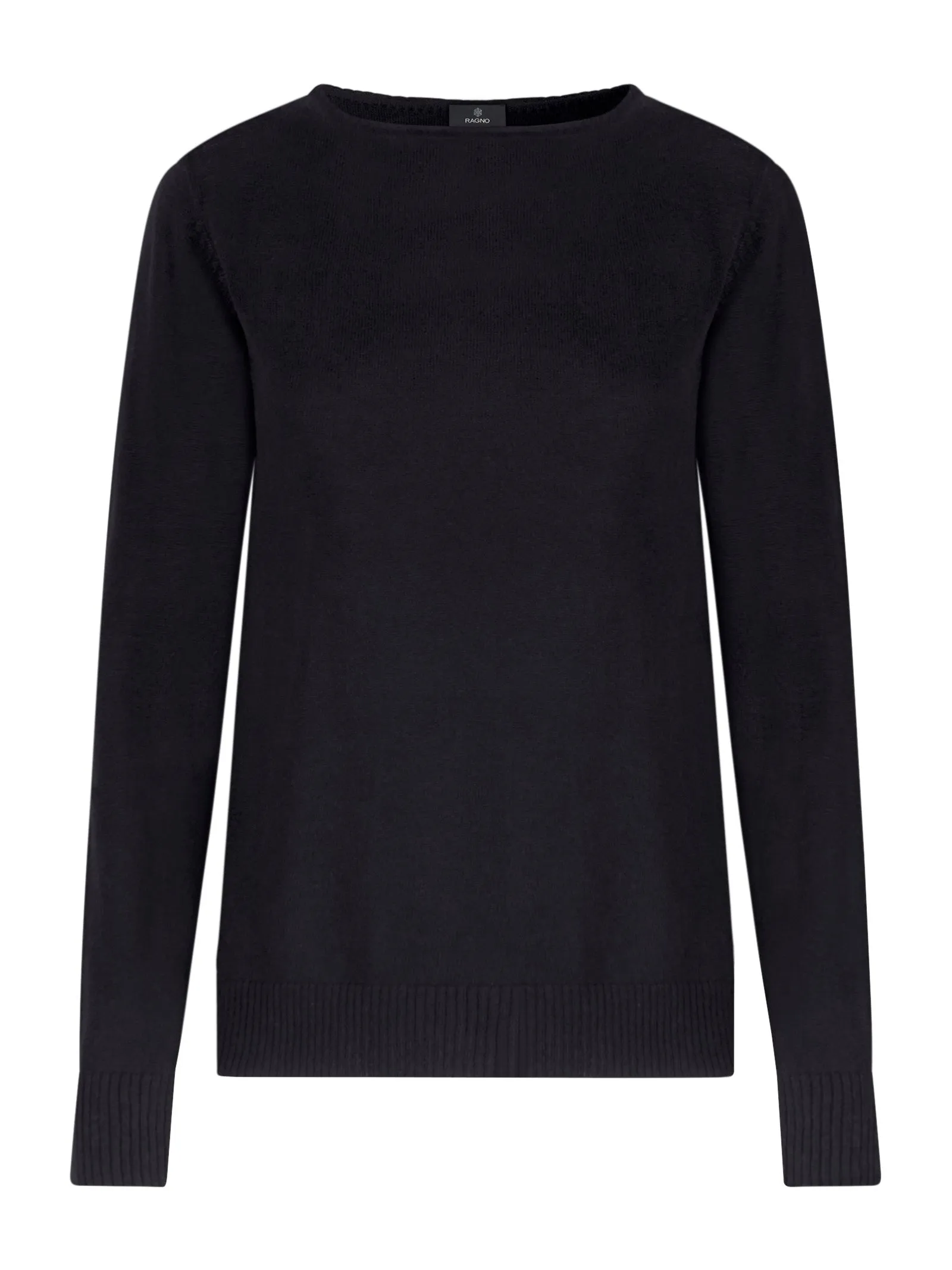 Maglia con scollo barchetta in filato Nice Wool - Nero