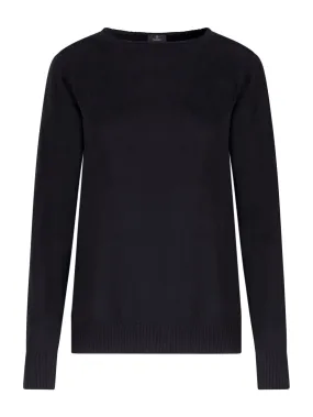 Maglia con scollo barchetta in filato Nice Wool - Nero