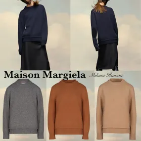 Maison Margiela  |Wool Long Sleeves Plain Cotton Medium Logo