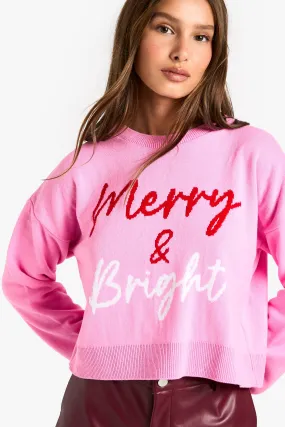 Merry & Bright Crop Christmas Sweater