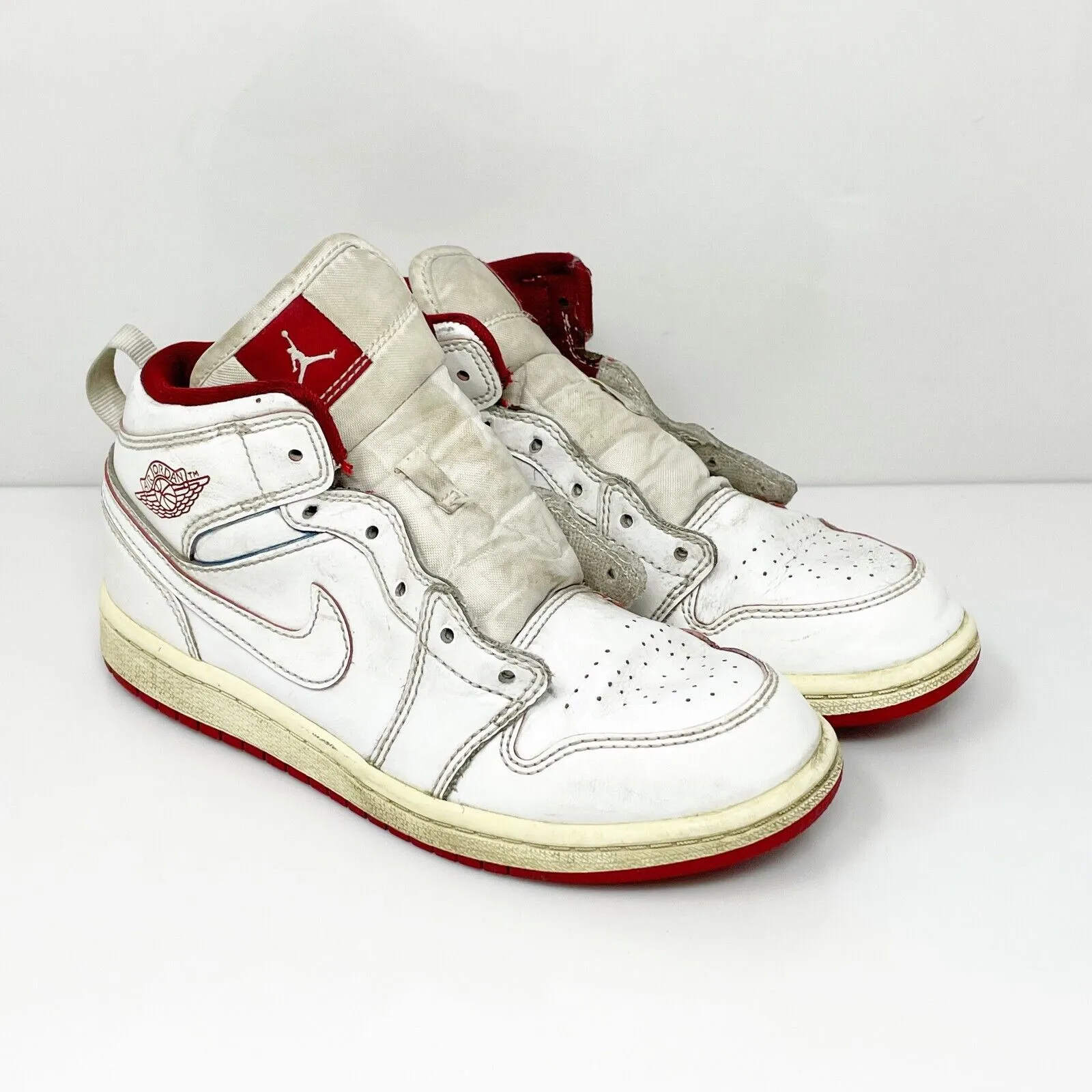 Nike Boys Air Jordan 1 Mid 640734-103 White Basketball Shoes Sneakers Size 1.5Y