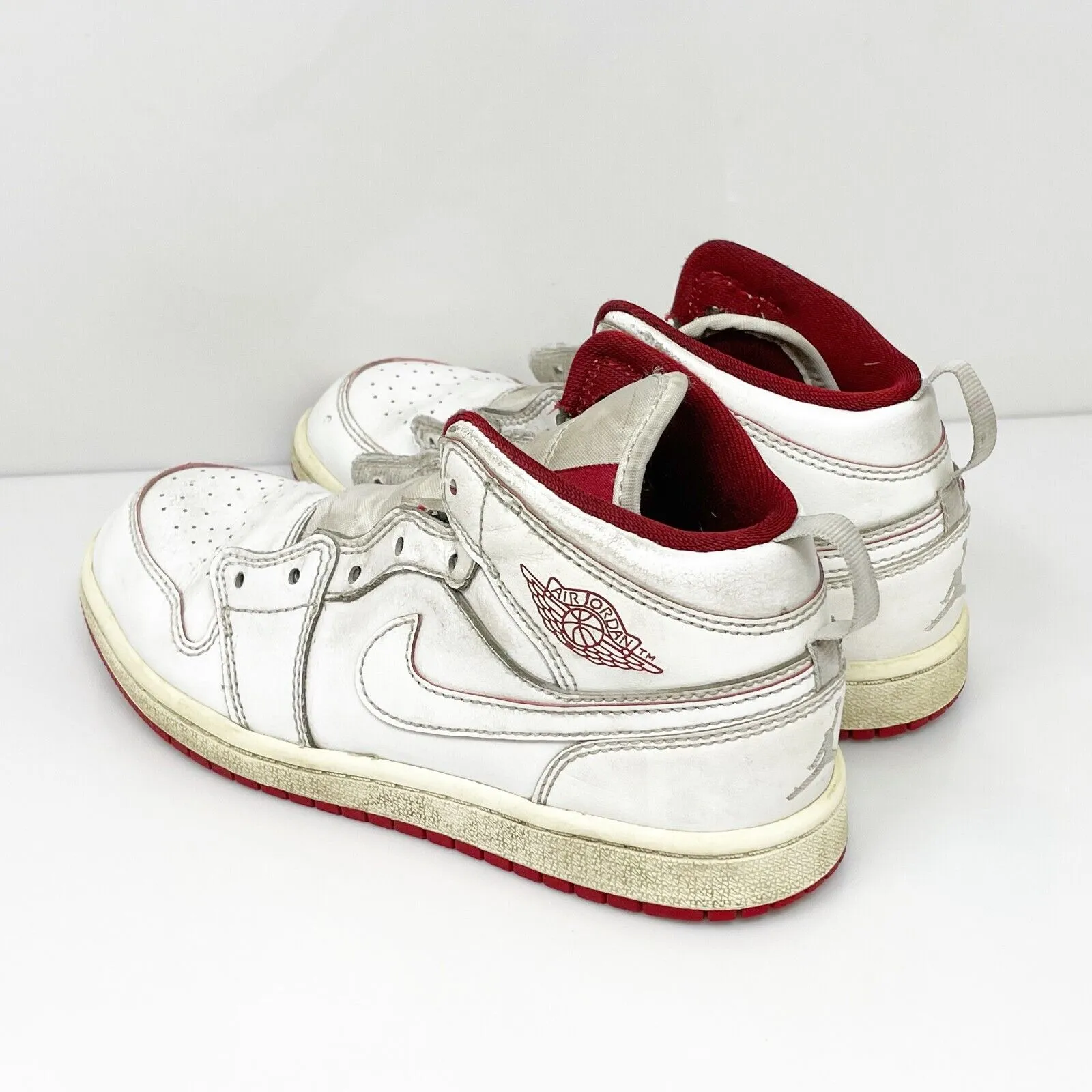 Nike Boys Air Jordan 1 Mid 640734-103 White Basketball Shoes Sneakers Size 1.5Y