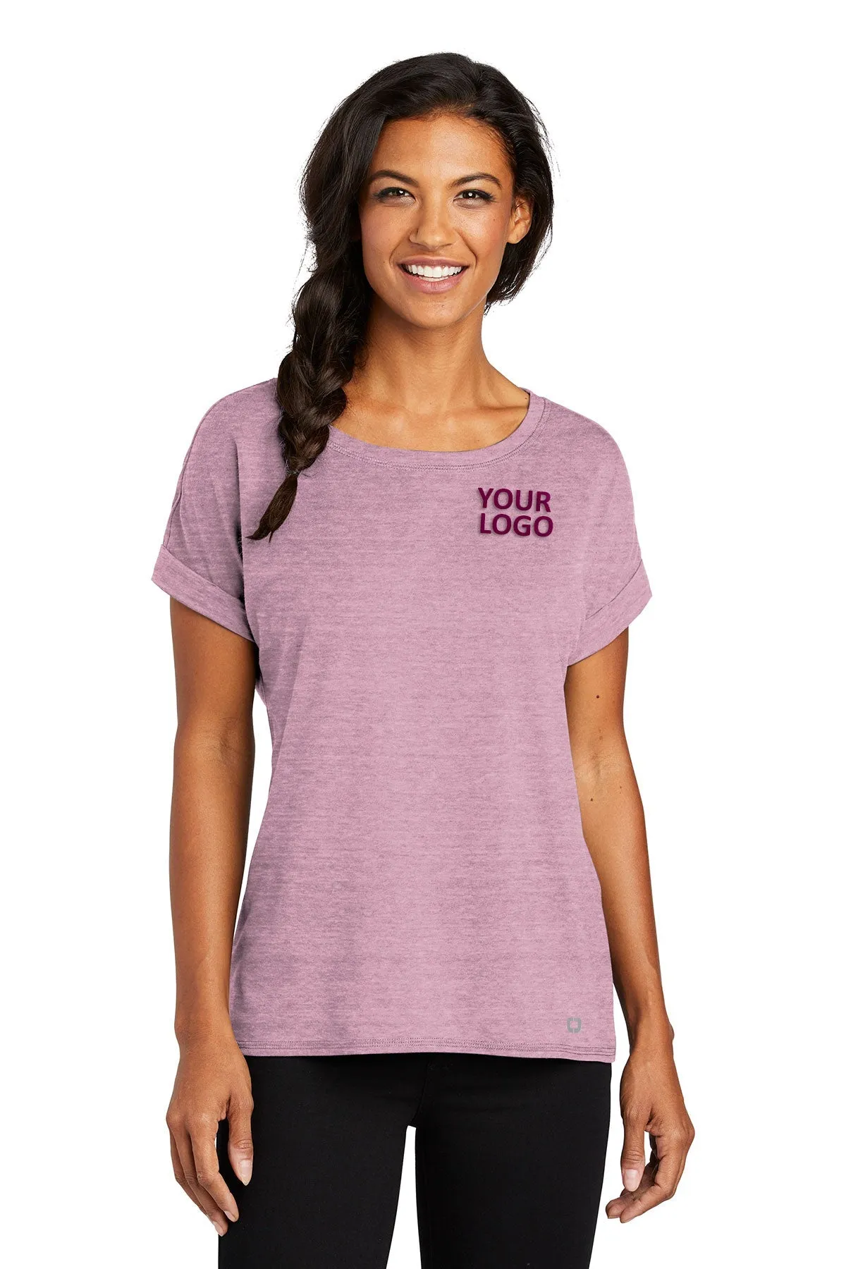 OGIO Ladies Luuma Cuffed Custom Tees, Lilac Heather