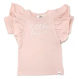 oh baby! Butterfly Short Sleeve Slub Tee -  little loves Embroidery - Pale Pink