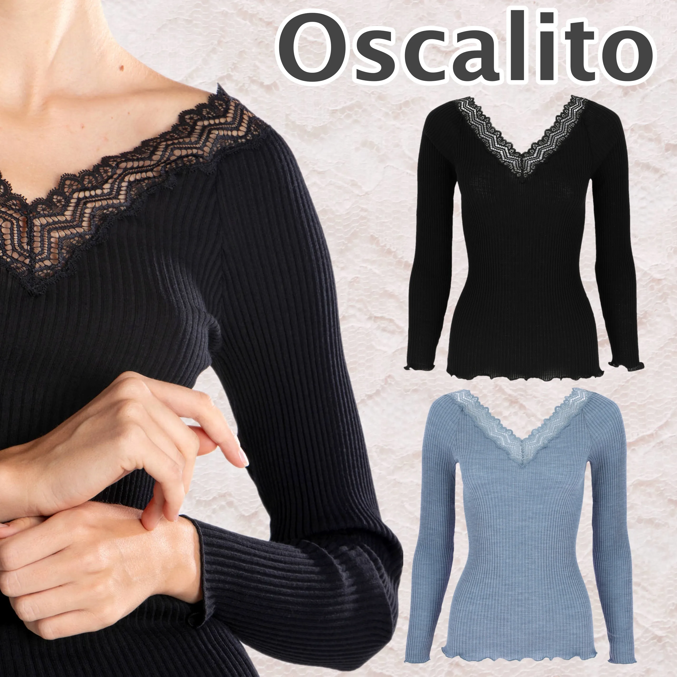 Oscalito  |Casual Style Wool Silk Long Sleeves Lace Elegant Style