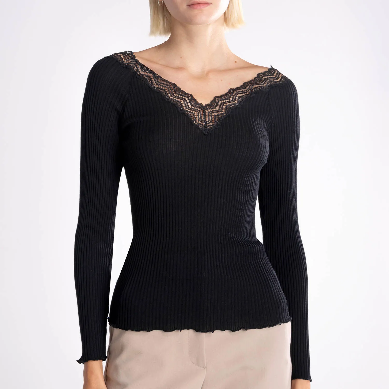 Oscalito  |Casual Style Wool Silk Long Sleeves Lace Elegant Style