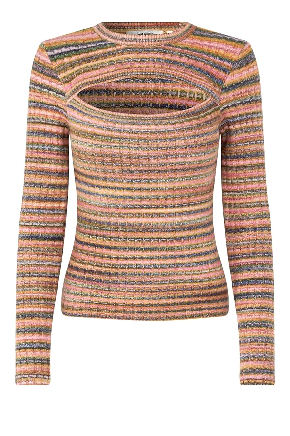 oval square Multi Knit Blouse Multi color