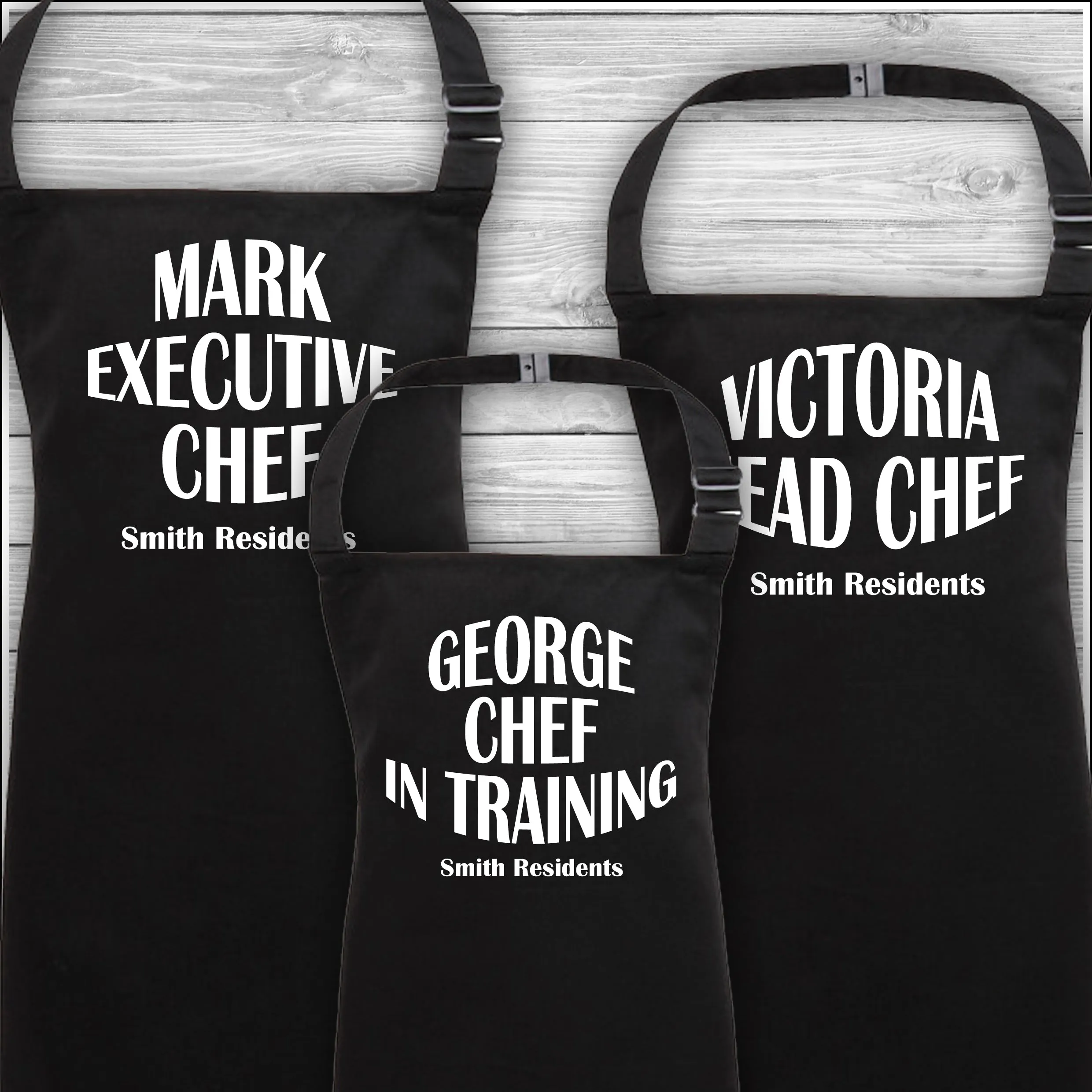 Personalised Cooking Aprons | Executive Chef | Head Chef | Chef in Training | Family Residents | Father's Day Gift | Matching Fa