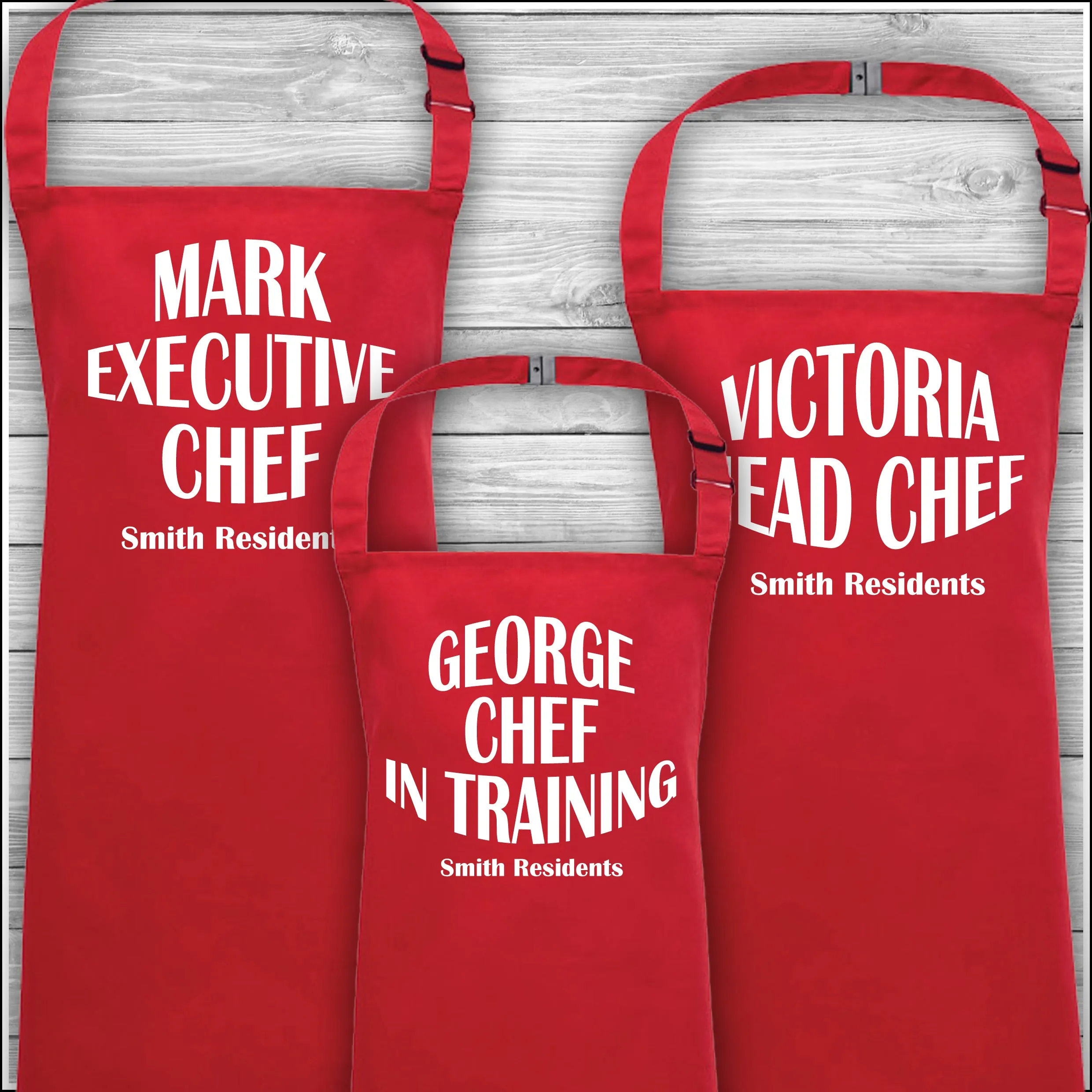 Personalised Cooking Aprons | Executive Chef | Head Chef | Chef in Training | Family Residents | Father's Day Gift | Matching Fa