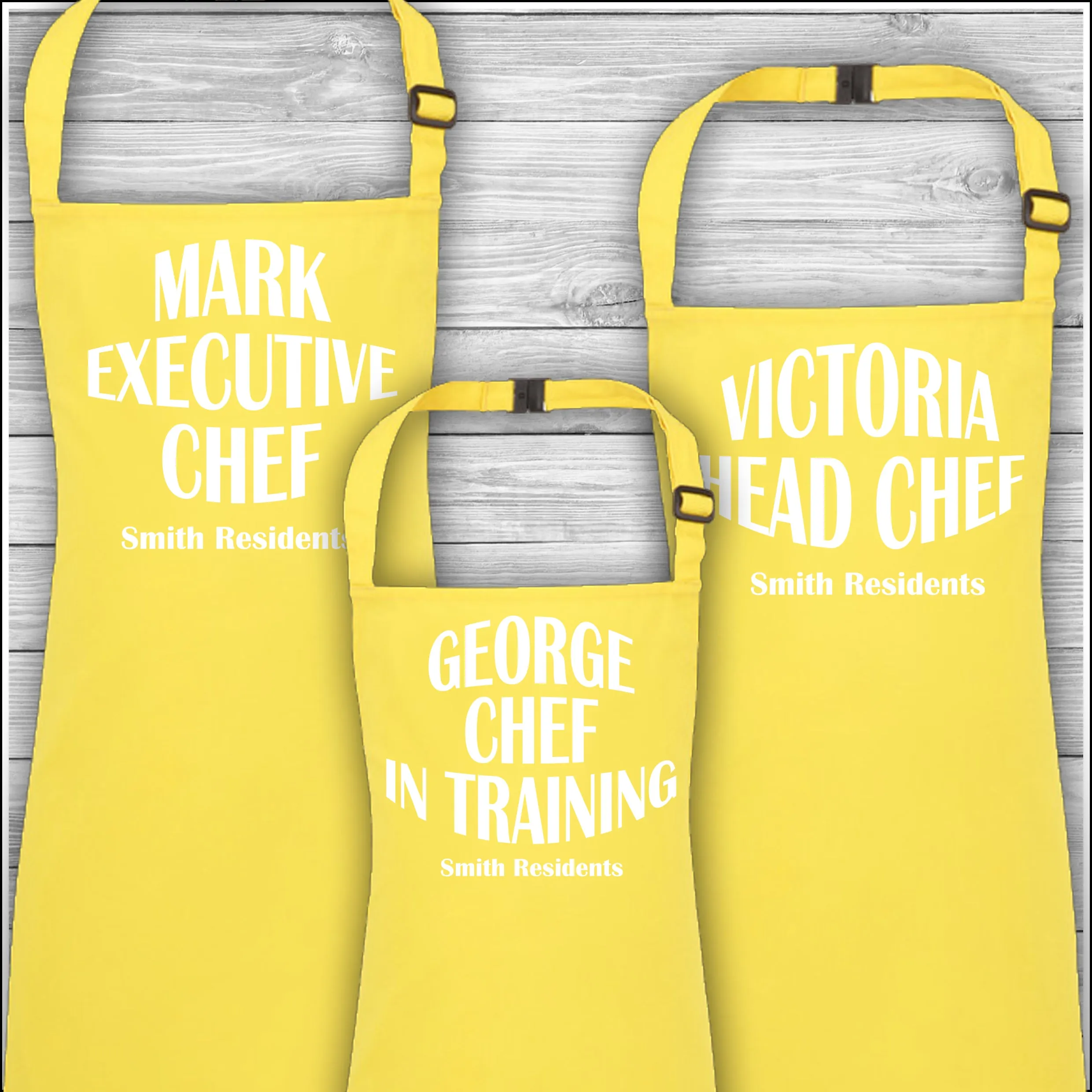 Personalised Cooking Aprons | Executive Chef | Head Chef | Chef in Training | Family Residents | Father's Day Gift | Matching Fa