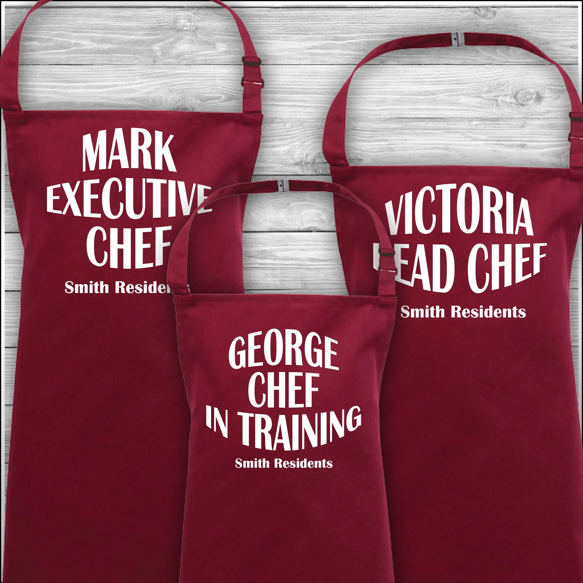 Personalised Cooking Aprons | Executive Chef | Head Chef | Chef in Training | Family Residents | Father's Day Gift | Matching Fa