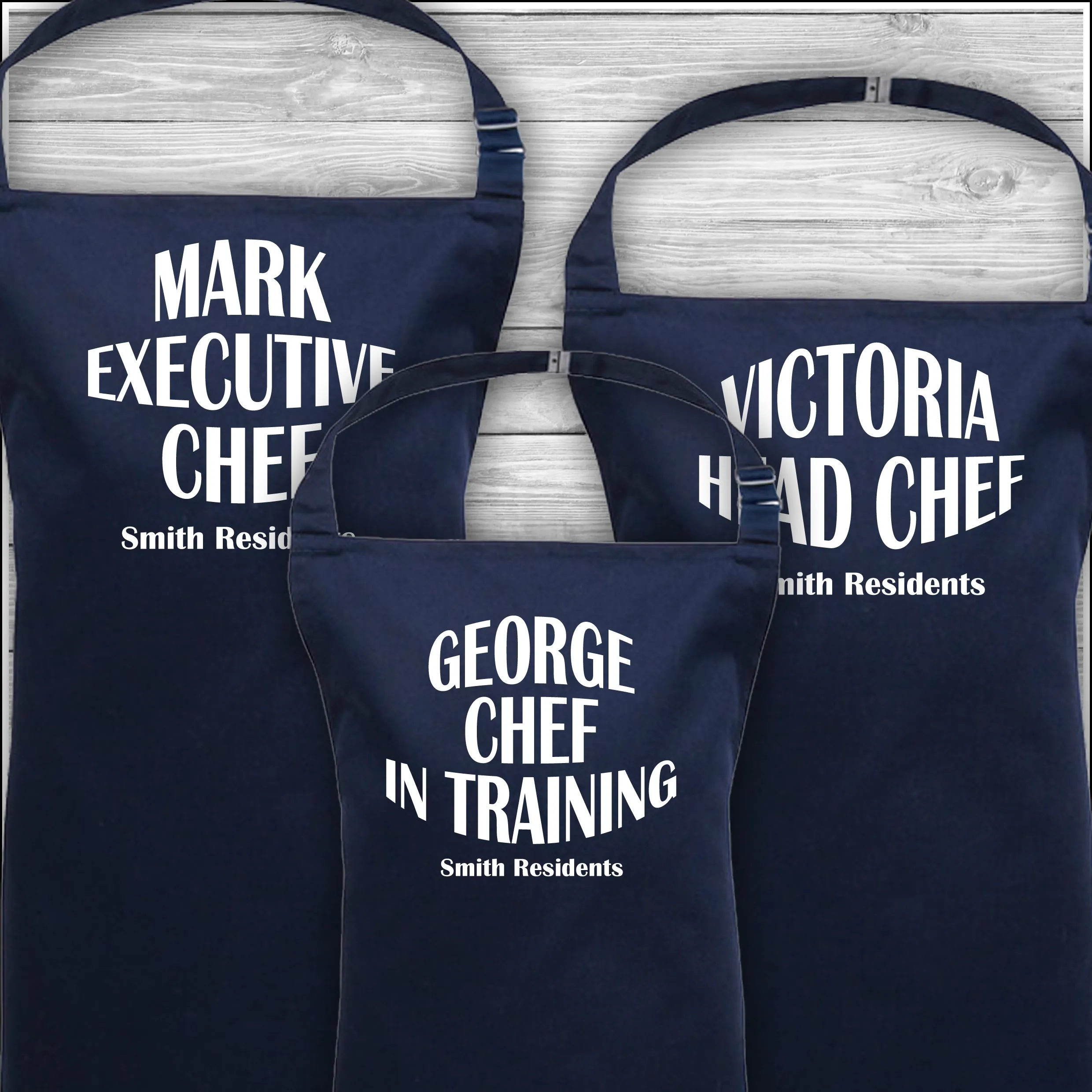 Personalised Cooking Aprons | Executive Chef | Head Chef | Chef in Training | Family Residents | Father's Day Gift | Matching Fa