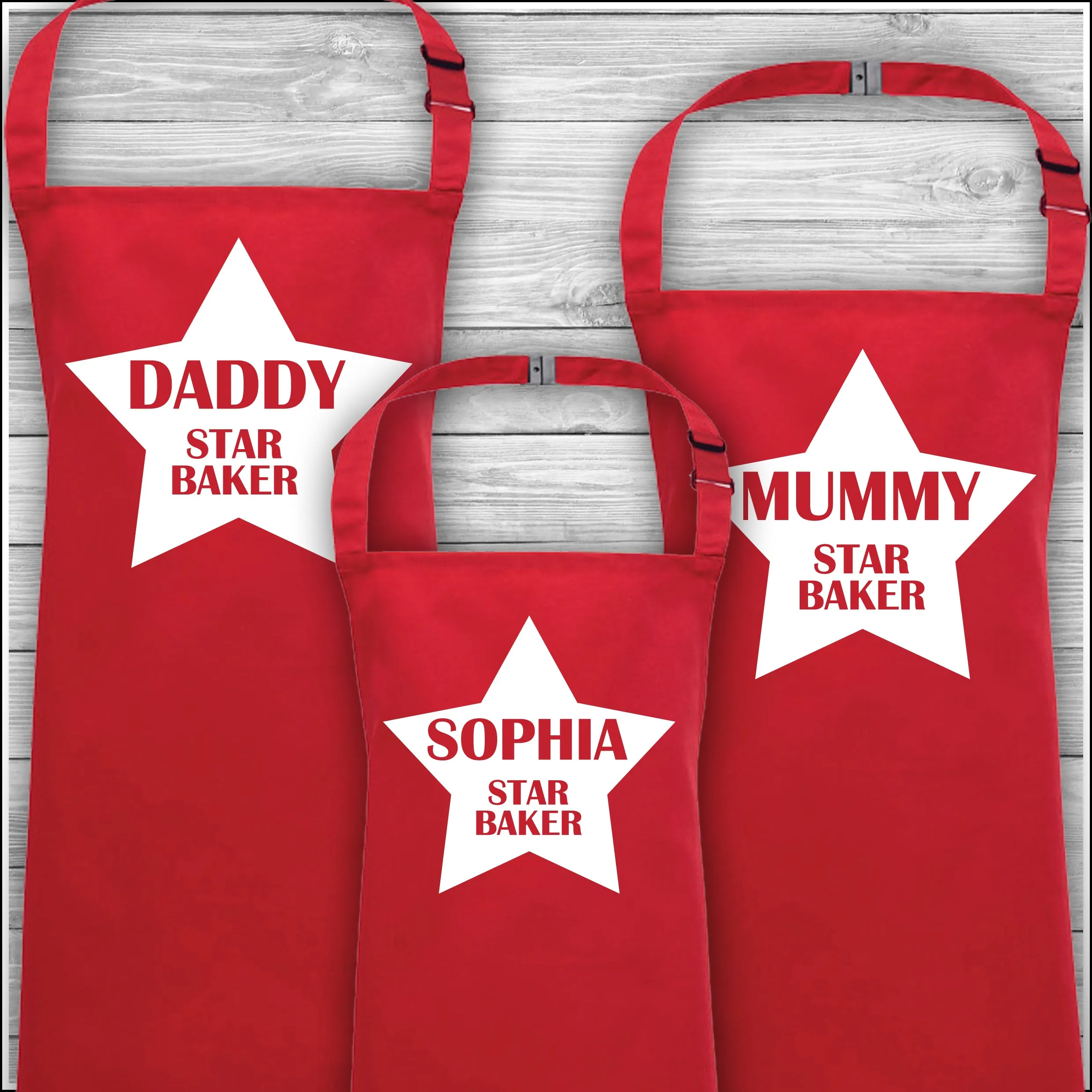 Personalised Cooking Aprons | Star Baker | Name | Father's Day Gift | Mother's Day Gift | Matching Family Aprons