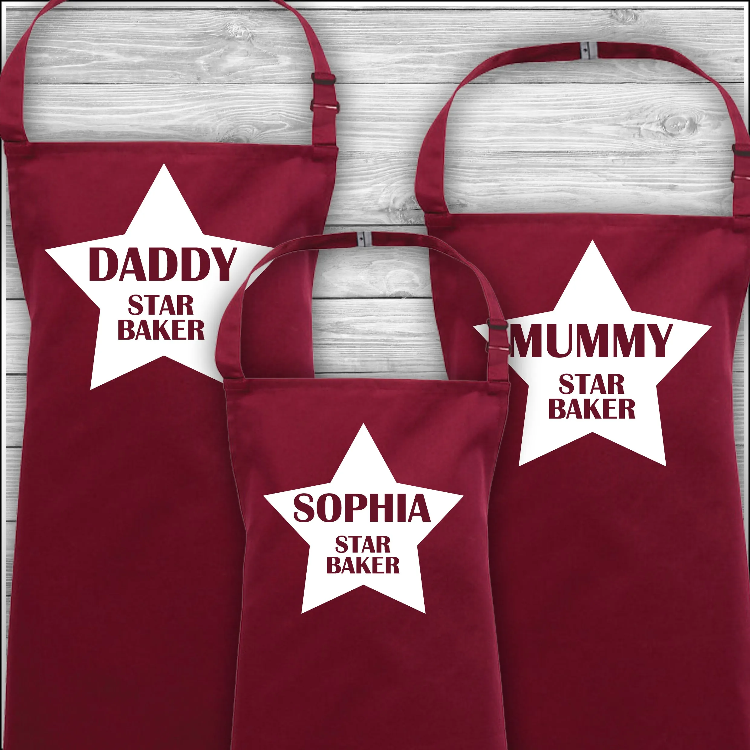 Personalised Cooking Aprons | Star Baker | Name | Father's Day Gift | Mother's Day Gift | Matching Family Aprons